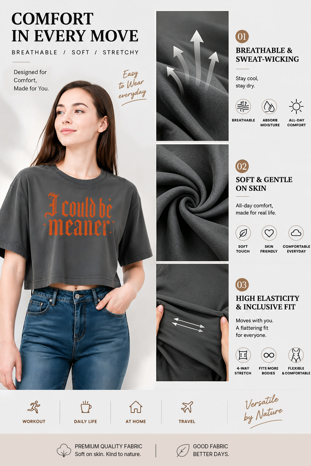 I could be meaner gothic crop top