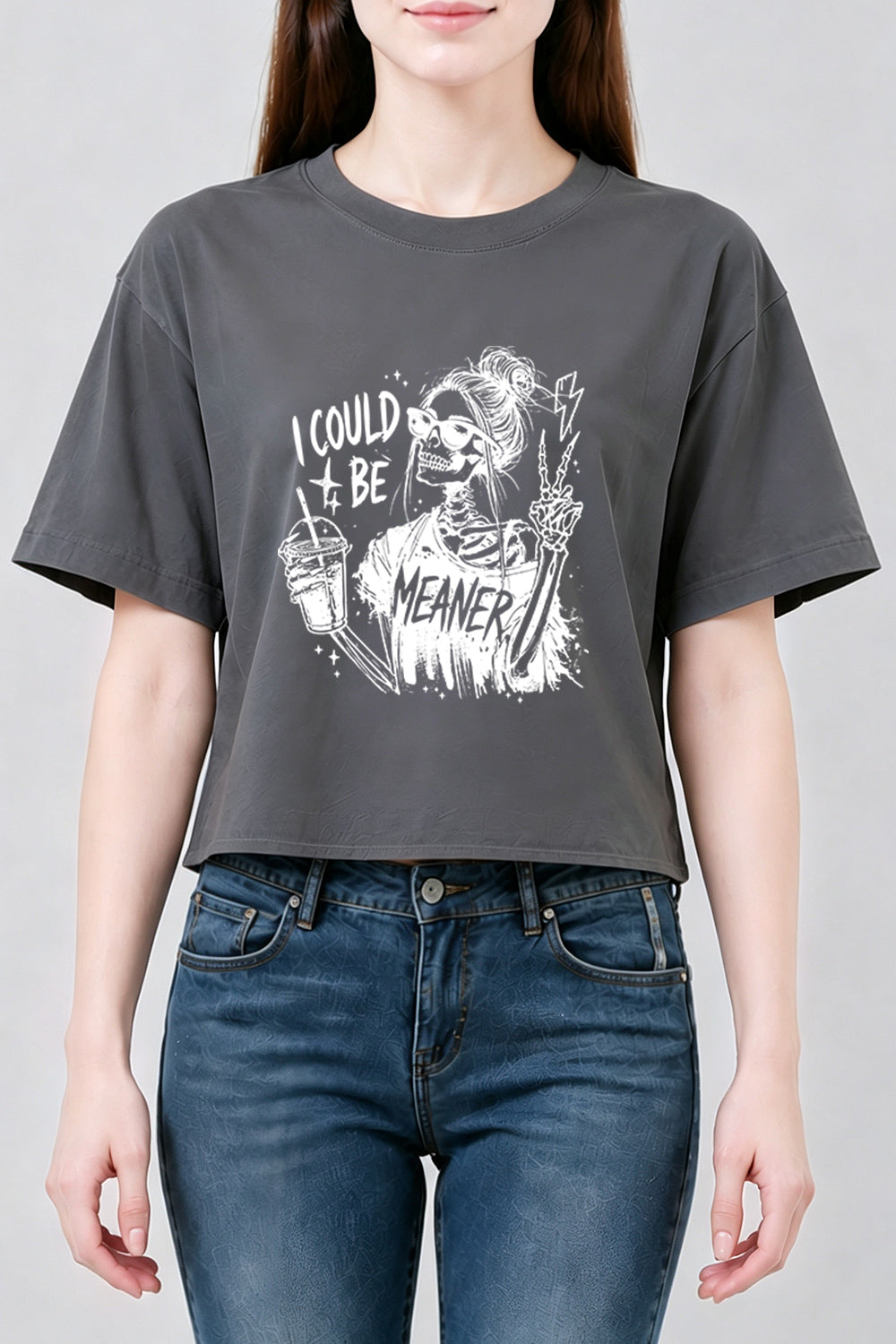 I could be meaner skull crop top