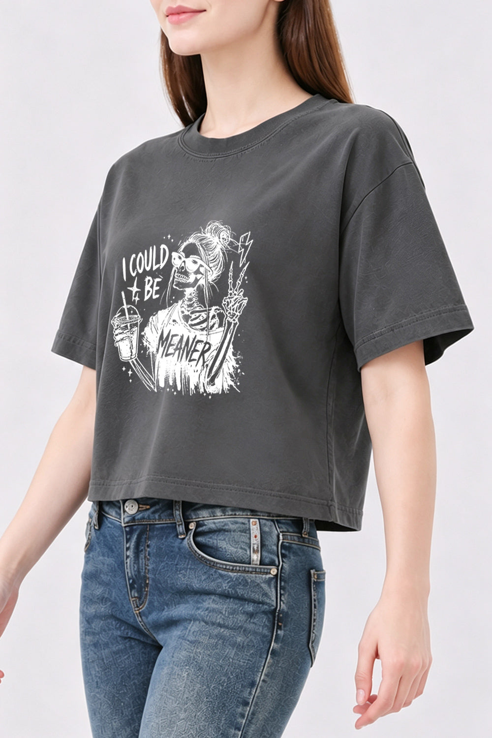 I could be meaner skull crop top
