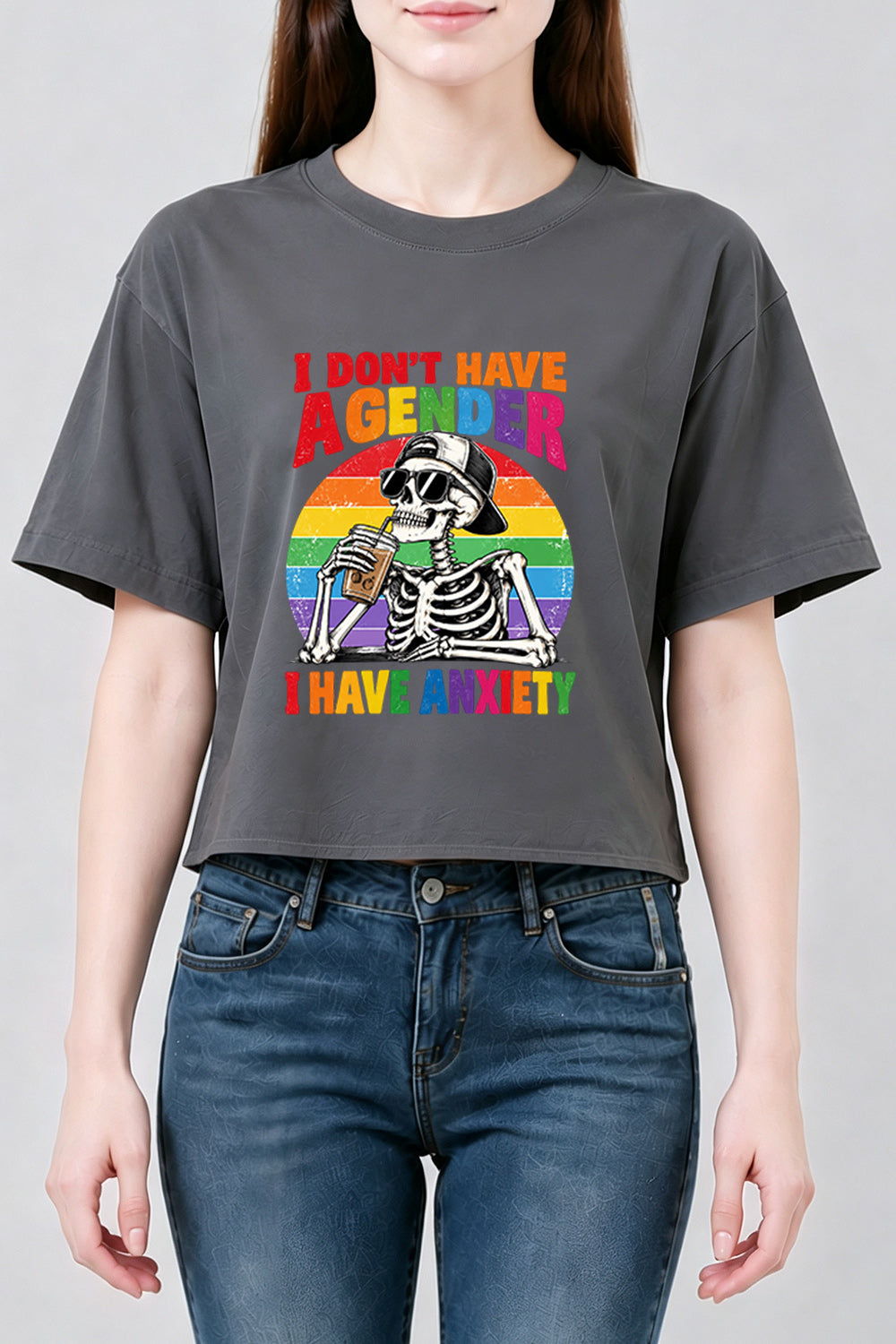 I don't have a gender I have anxiety crop top
