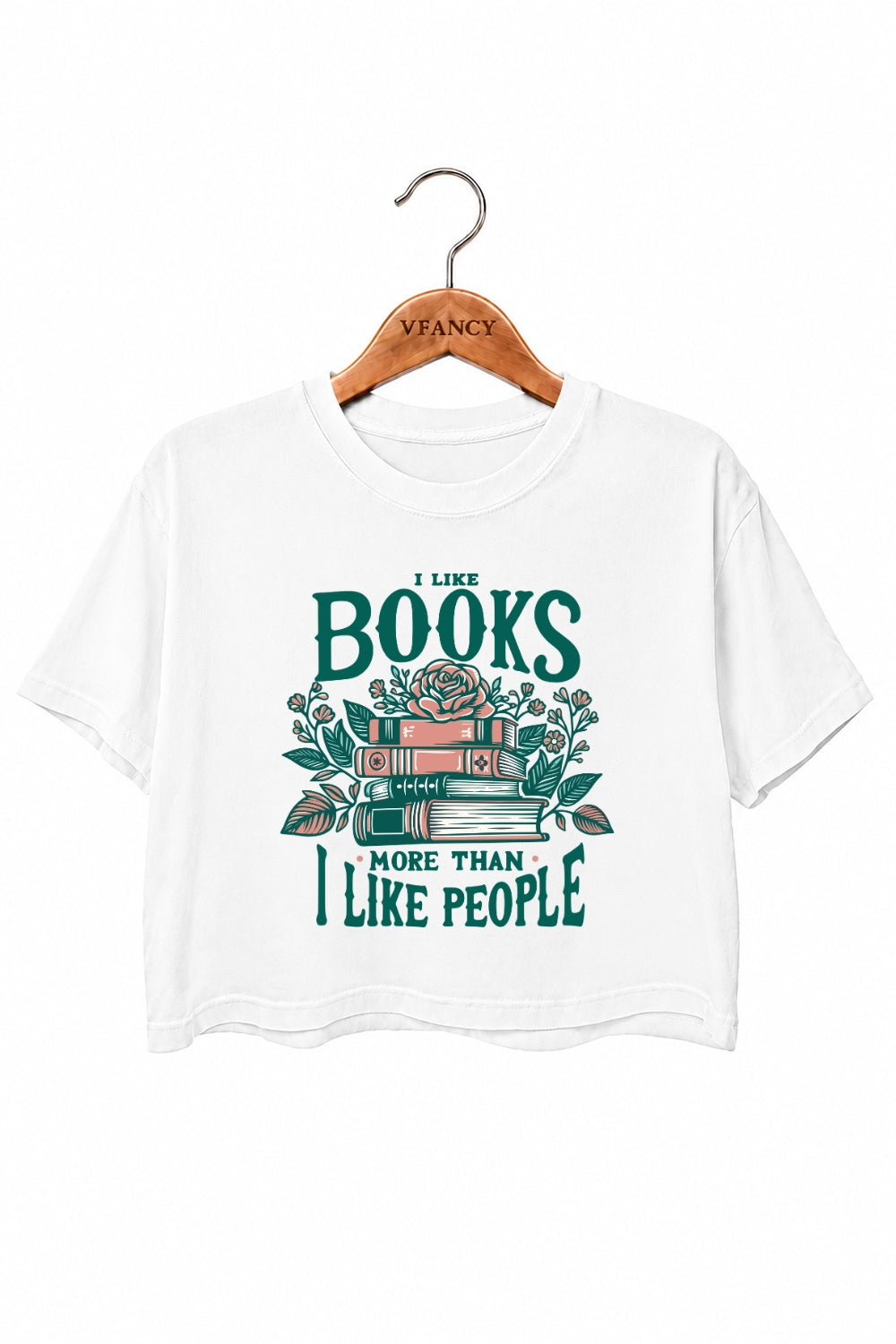 I like books more than I like people crop top