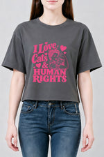 I love cats and human rights crop top