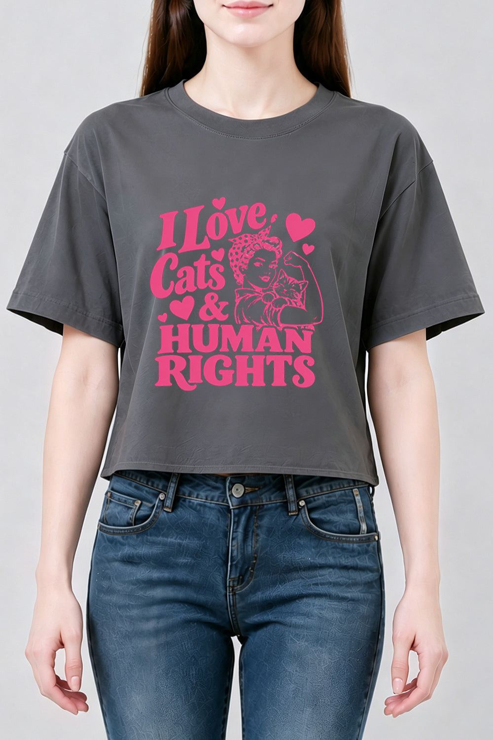 I love cats and human rights crop top