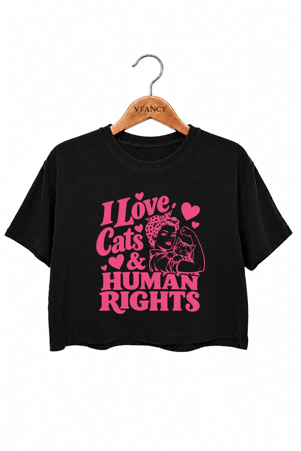 I love cats and human rights crop top