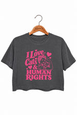 I love cats and human rights crop top