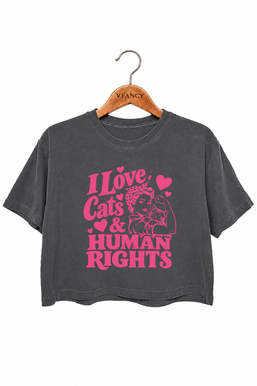 I love cats and human rights crop top