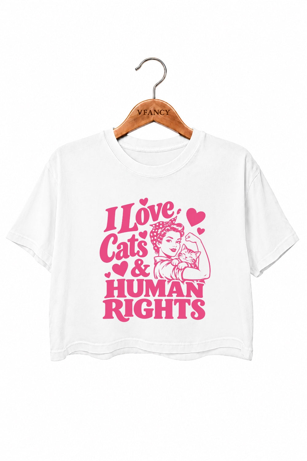I love cats and human rights crop top