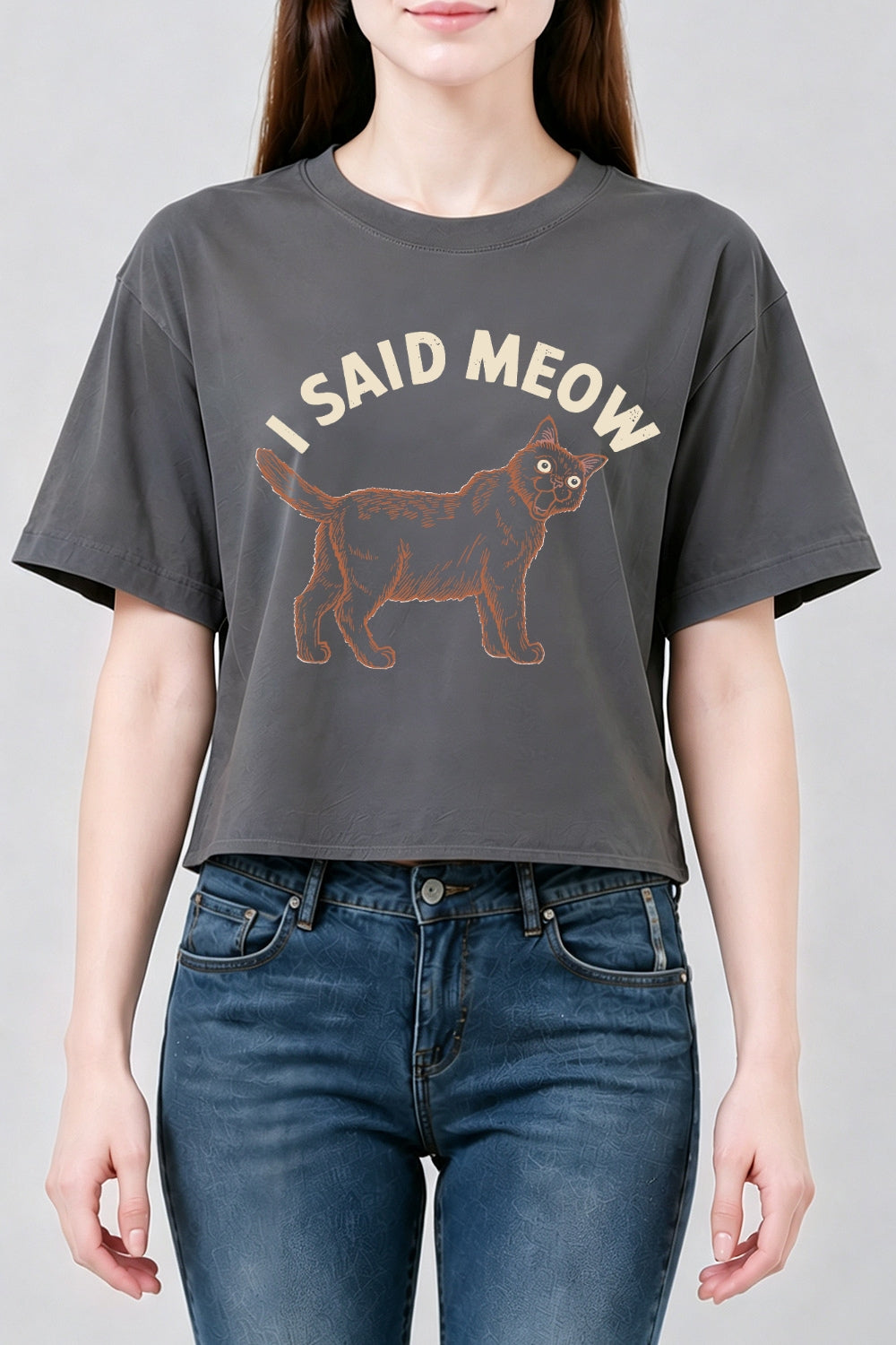 I said meow funny cat crop top