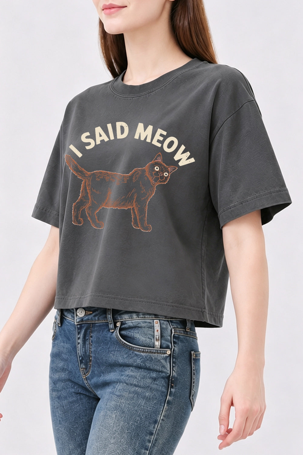 I said meow funny cat crop top
