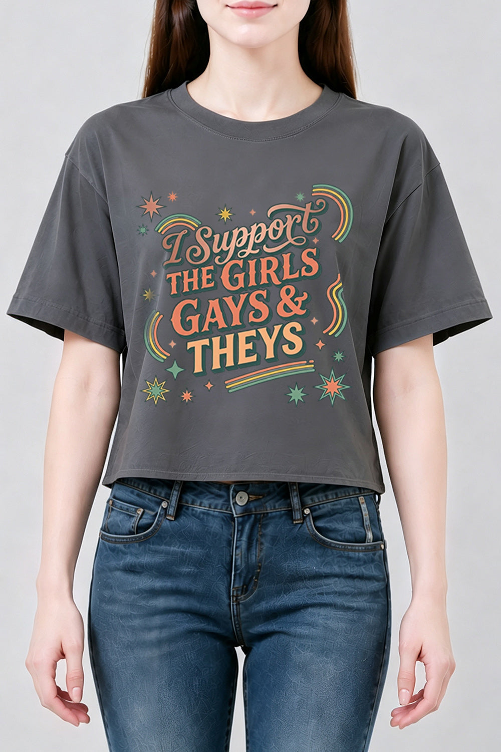 I support the girls gays and theys crop top