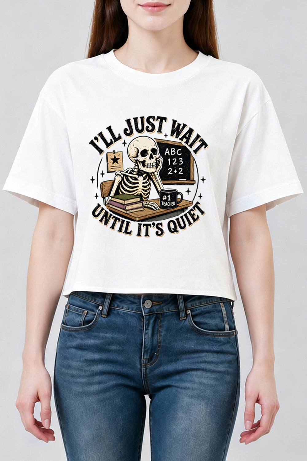 I'll just wait funny teacher crop top