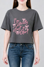 I'm literally just a girl bows crop top