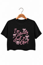 I'm literally just a girl bows crop top