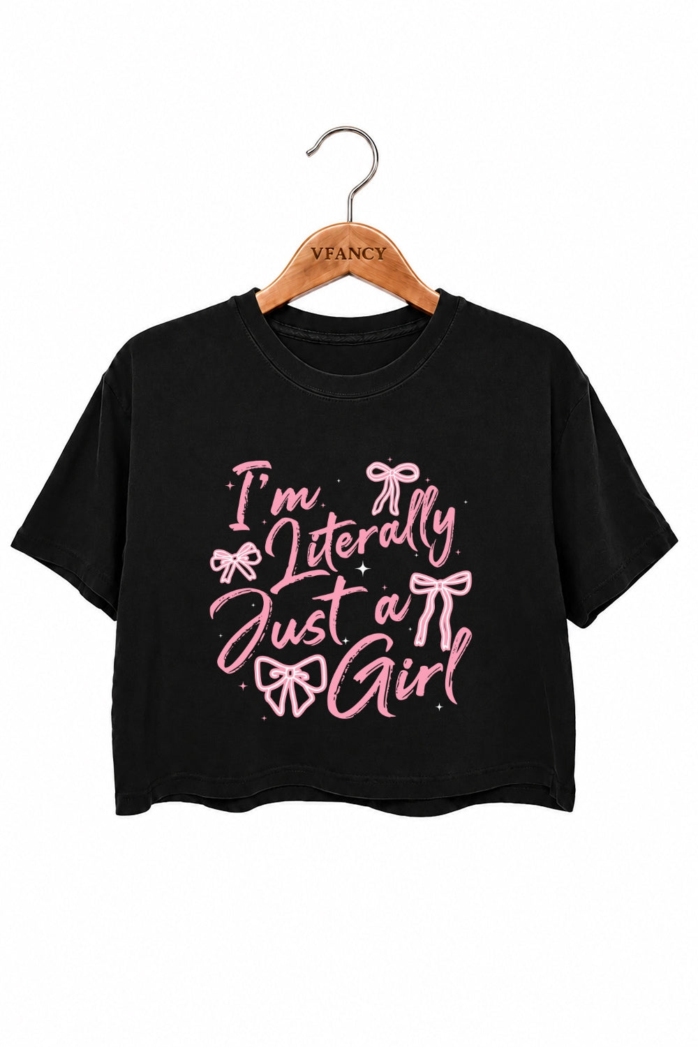 I'm literally just a girl bows crop top
