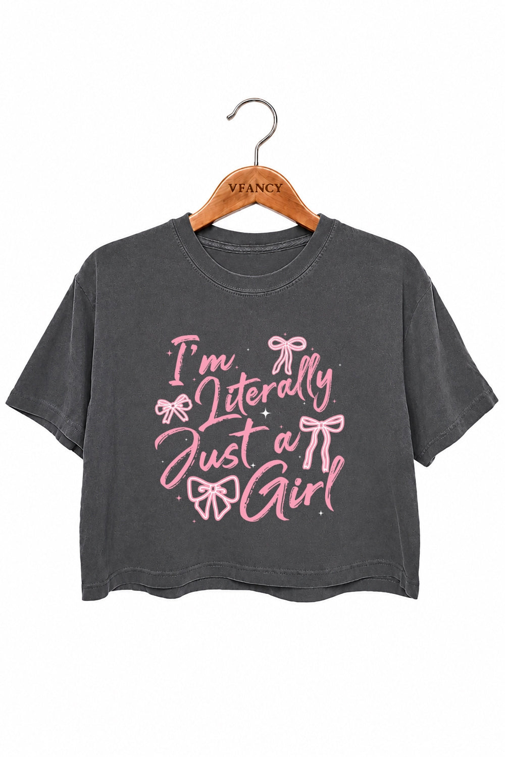 I'm literally just a girl bows crop top
