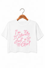 I'm literally just a girl bows crop top