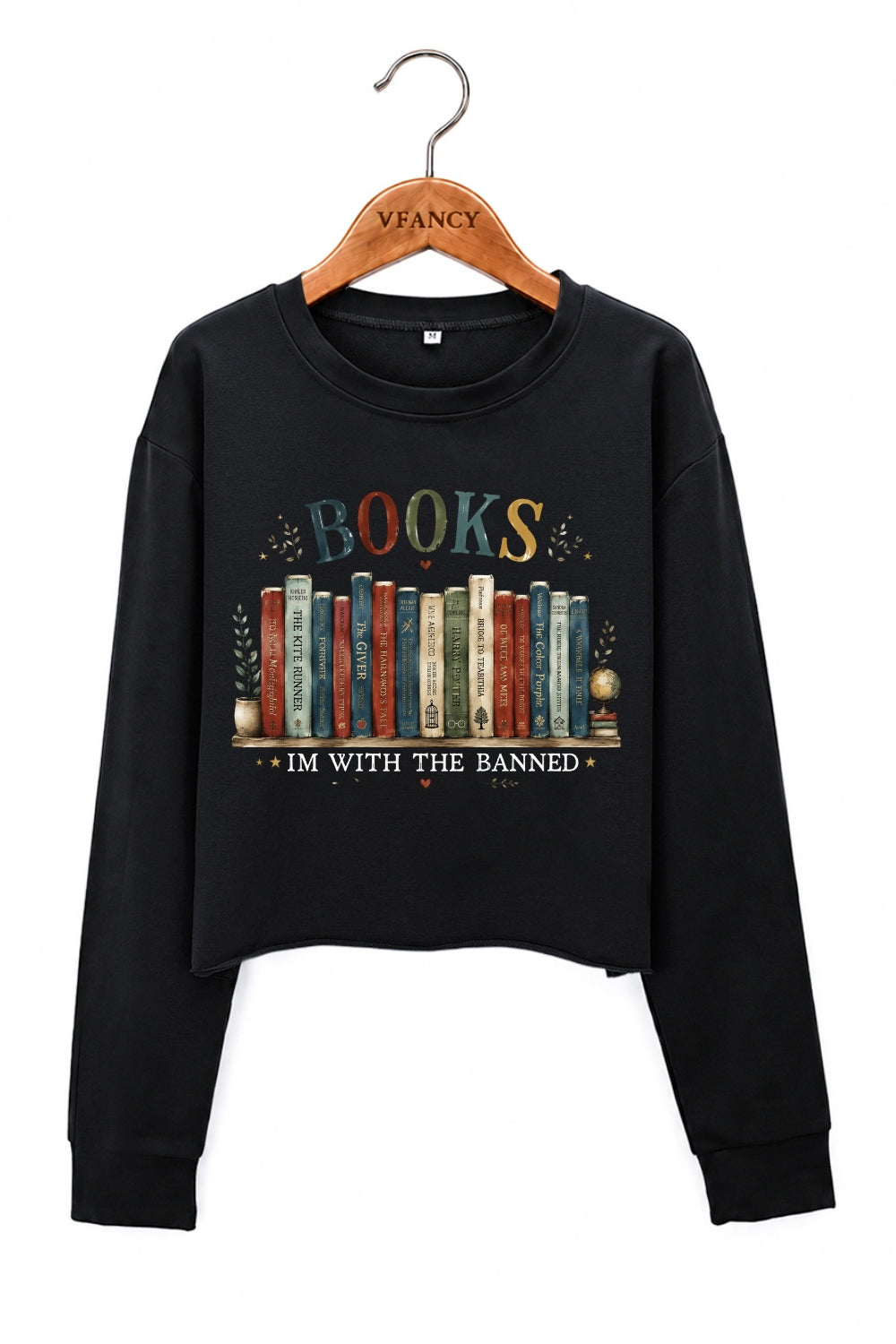 I'm with the banned book lover crop sweatshirt