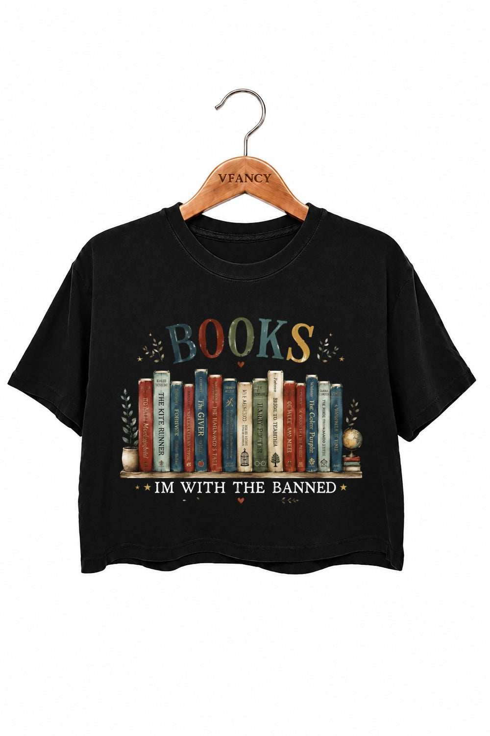 I'm with the banned book lover crop top