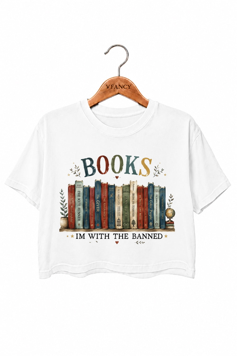 I'm with the banned book lover crop top