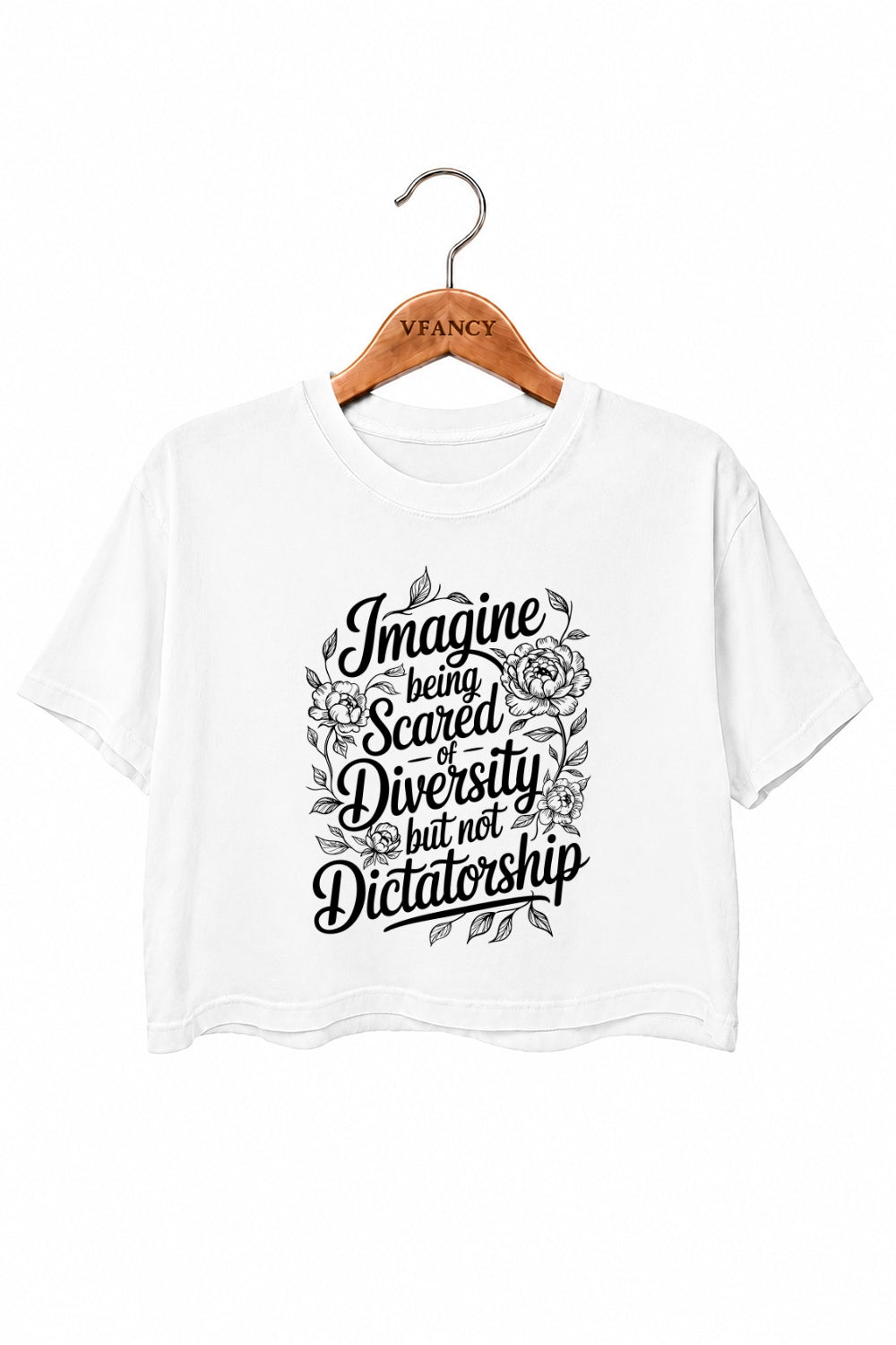 Image being scared of diversity crop top