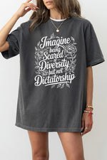 Image being scared of diversity tee