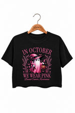 In October we wear pink halloween crop top