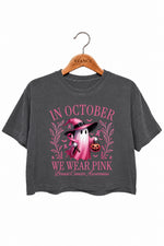 In October we wear pink halloween crop top