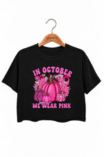 In October we wear pink pumpkin crop top