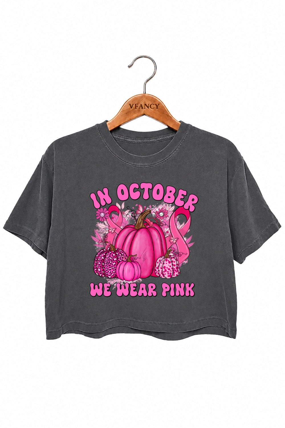 In October we wear pink pumpkin crop top