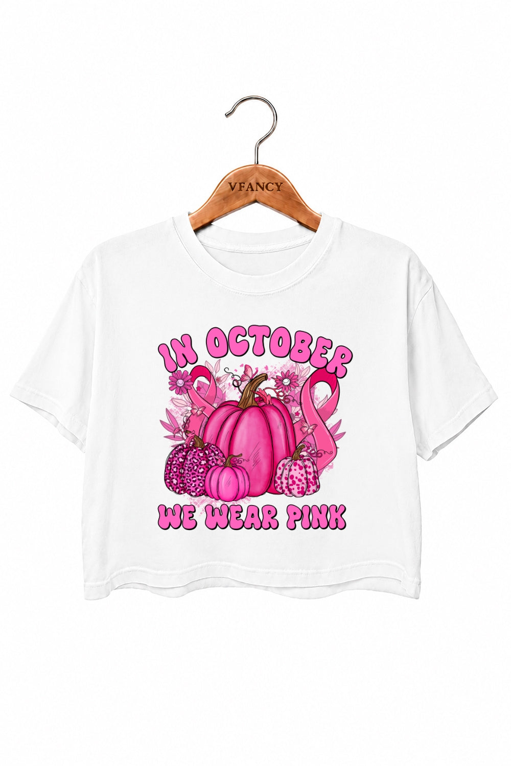 In October we wear pink pumpkin crop top