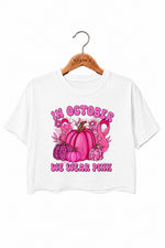 In October we wear pink pumpkin crop top