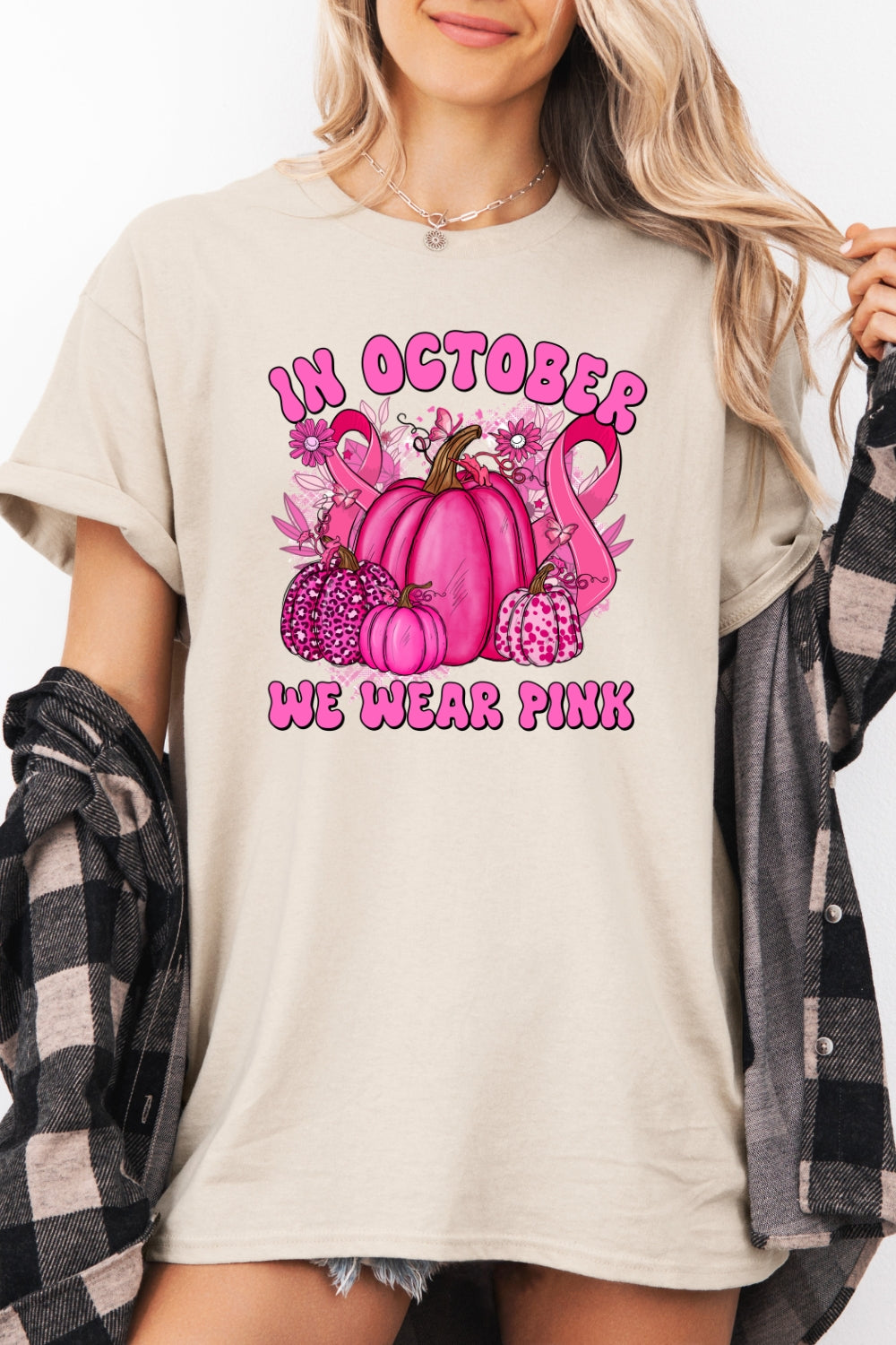 In October we wear pink pumpkin tee