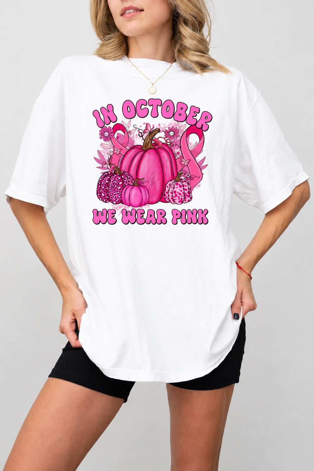 In October we wear pink pumpkin tee