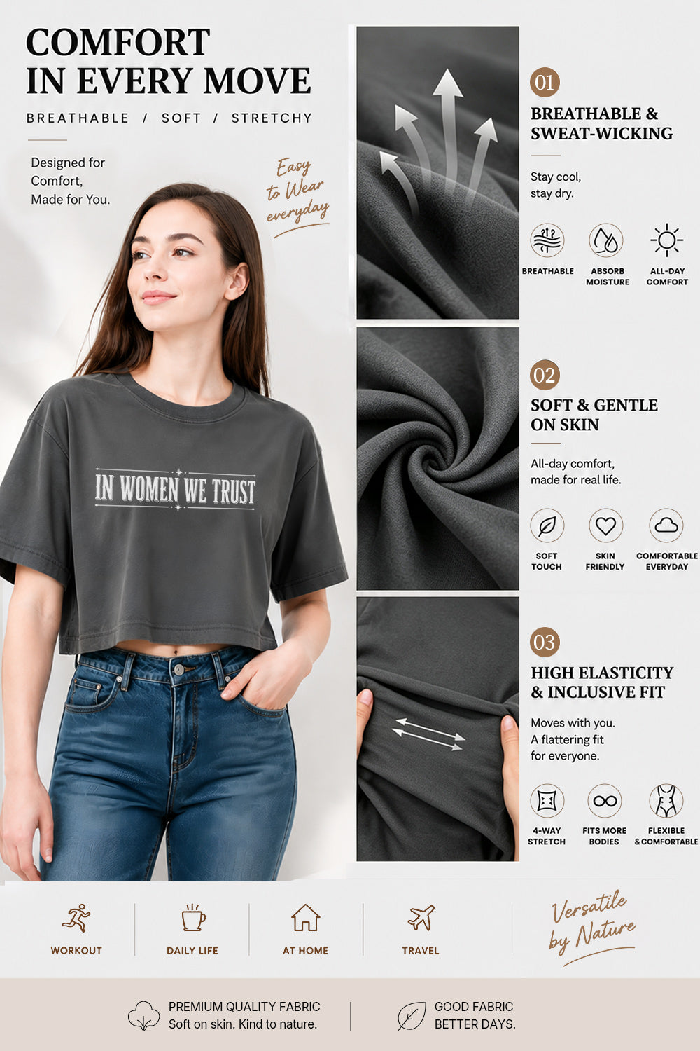 In women we trust crop top