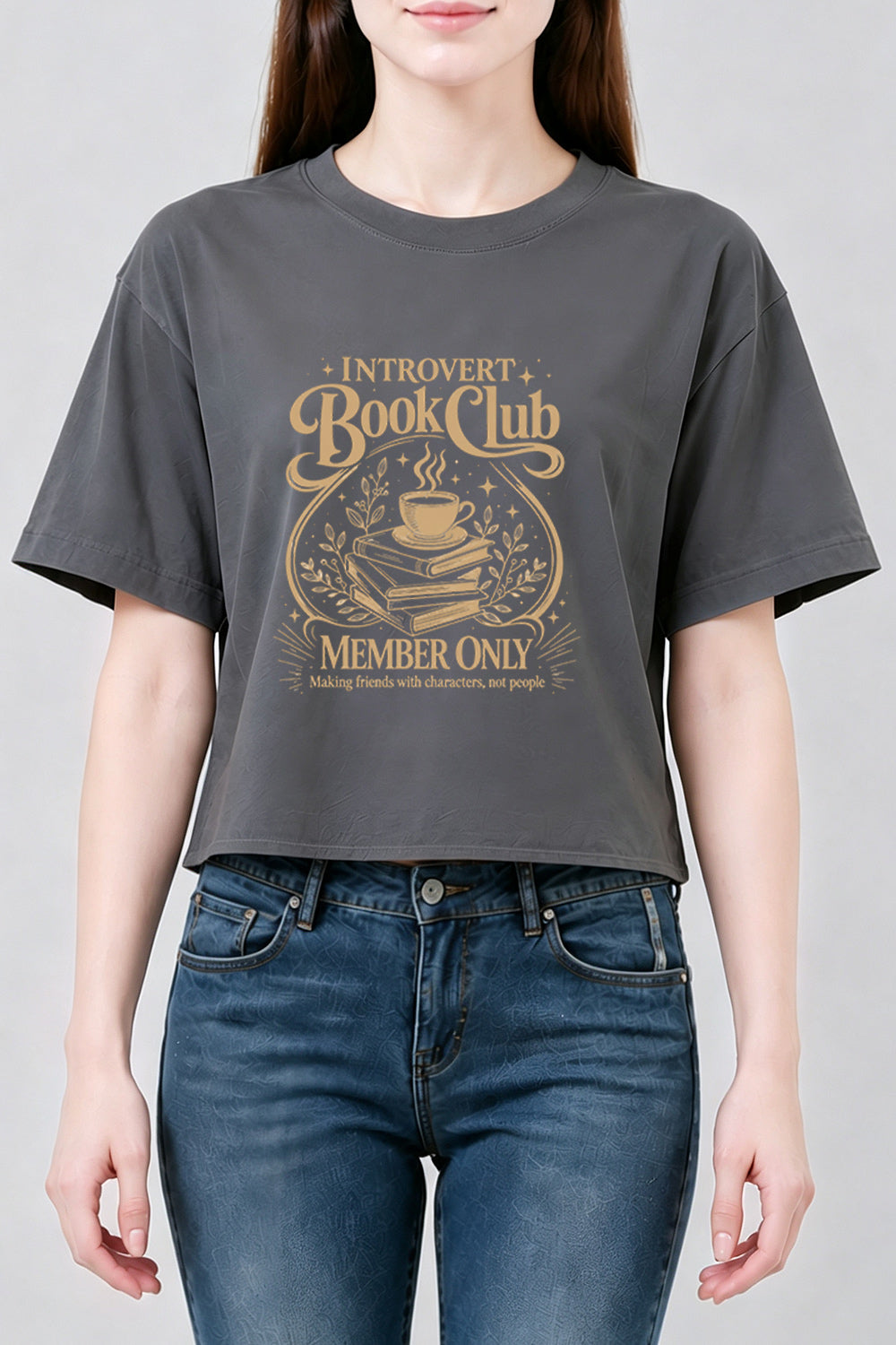 Introvert book club crop top
