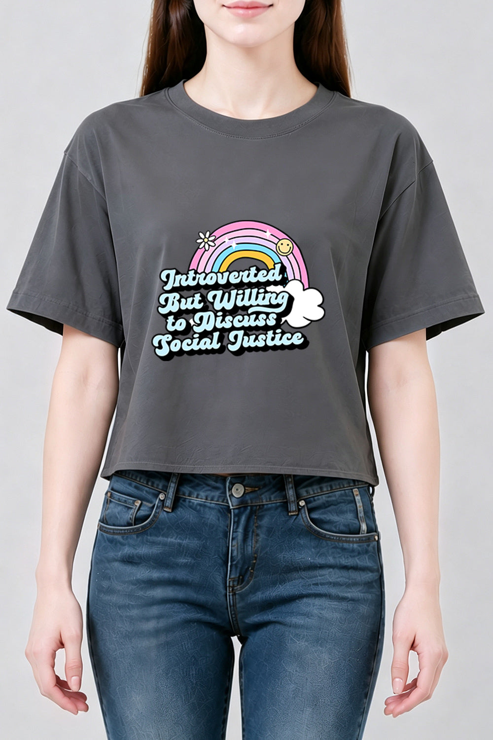Introverted but willing to discuss crop top