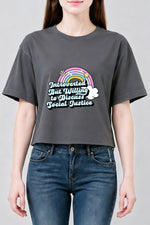 Introverted but willing to discuss crop top