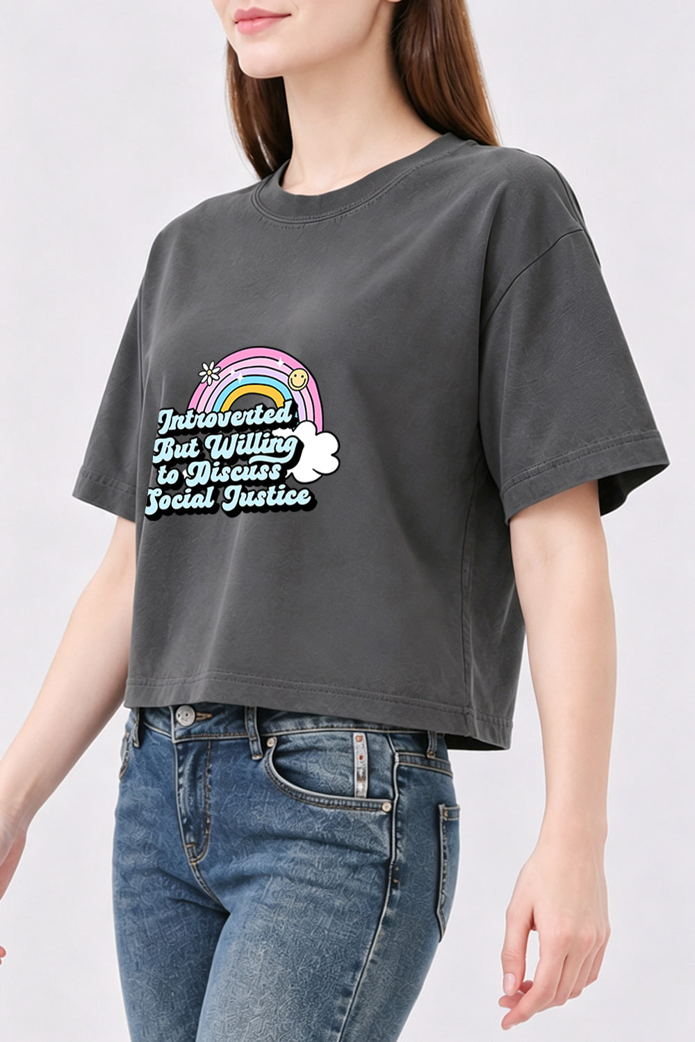 Introverted but willing to discuss crop top