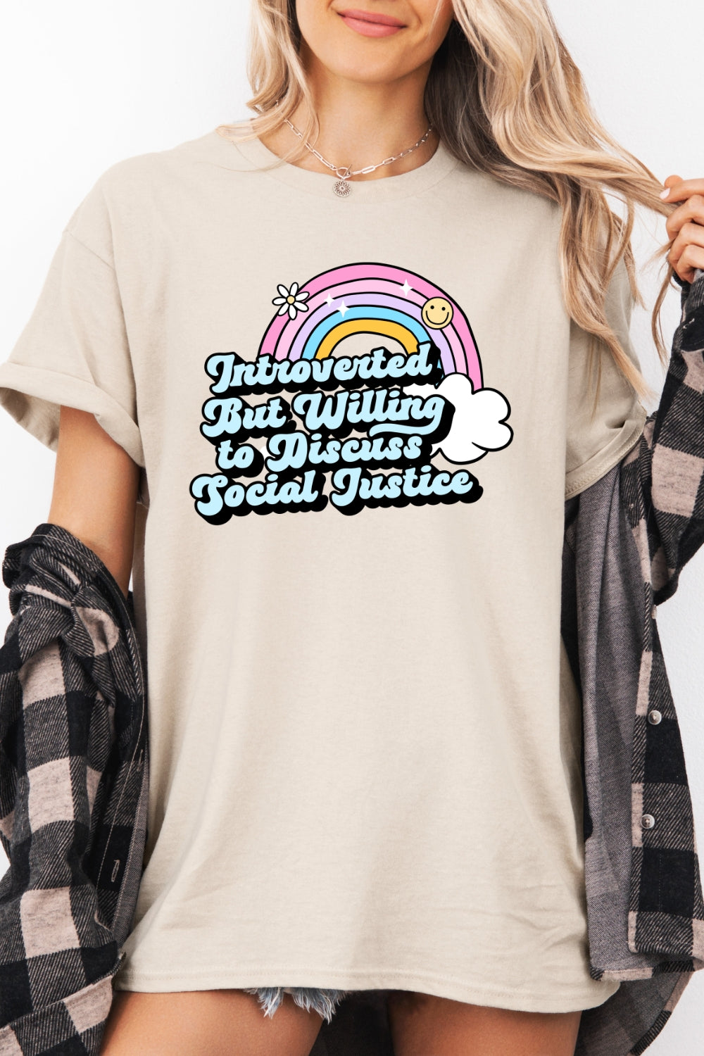 Introverted but willing to discuss tee