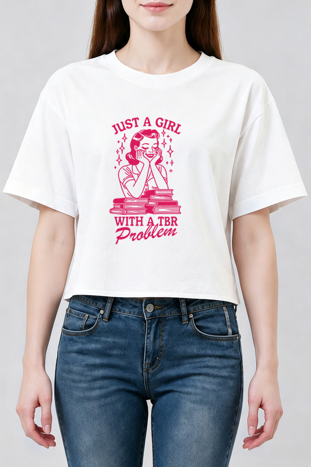 Just a girl with a tbr problem crop top