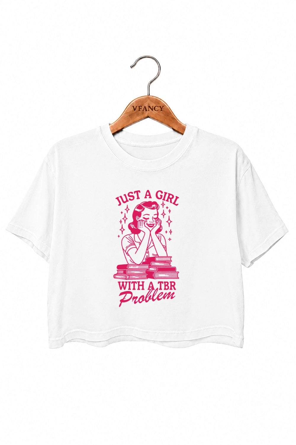 Just a girl with a tbr problem crop top