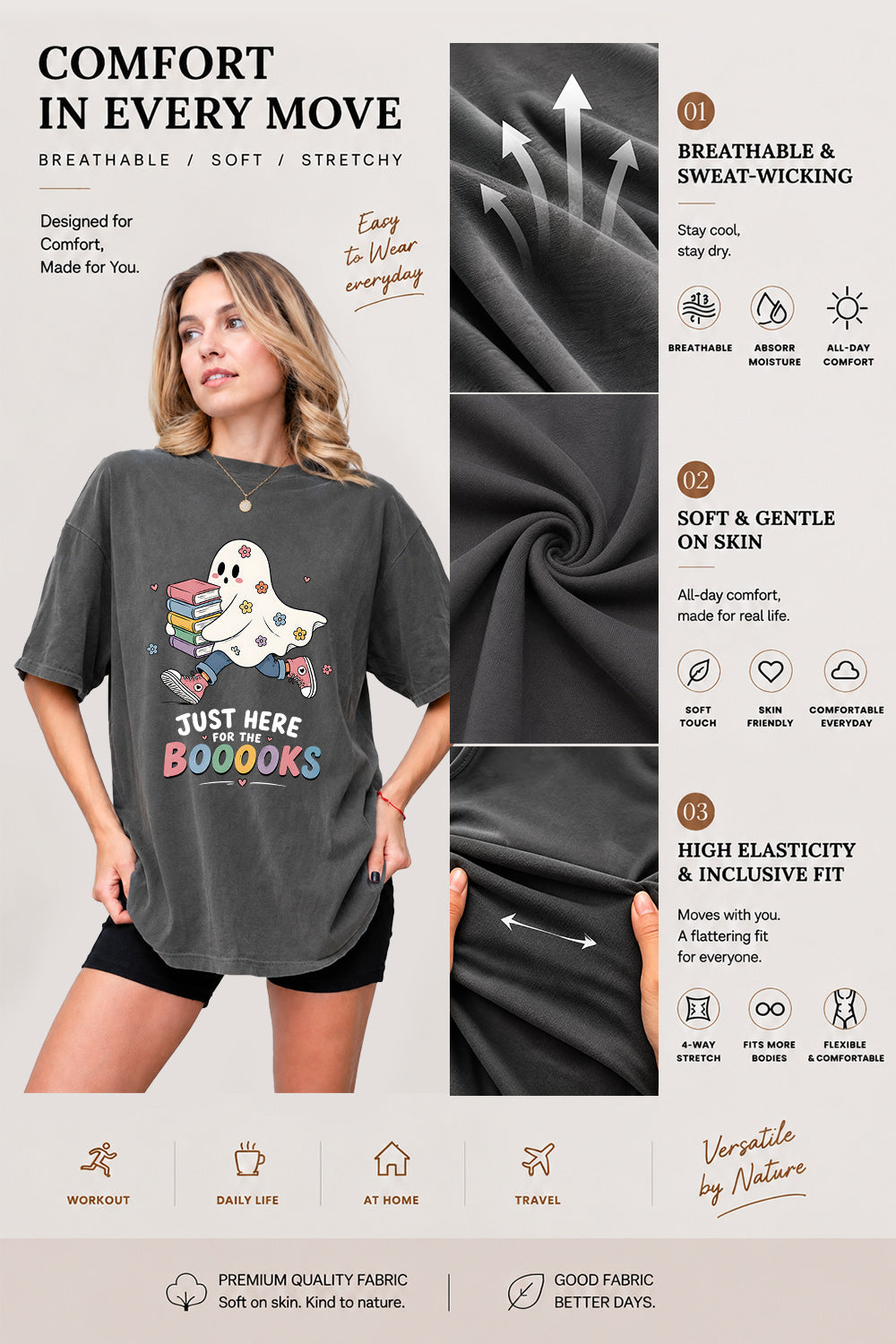 Just here for the booooks tee