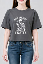 Just one more chapter skull crop top