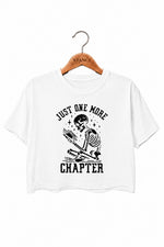 Just one more chapter skull crop top