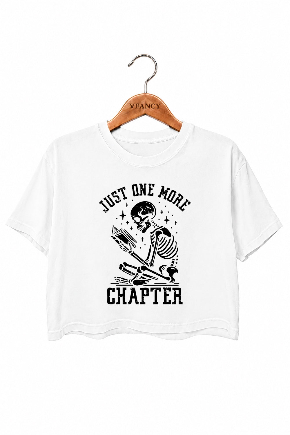 Just one more chapter skull crop top