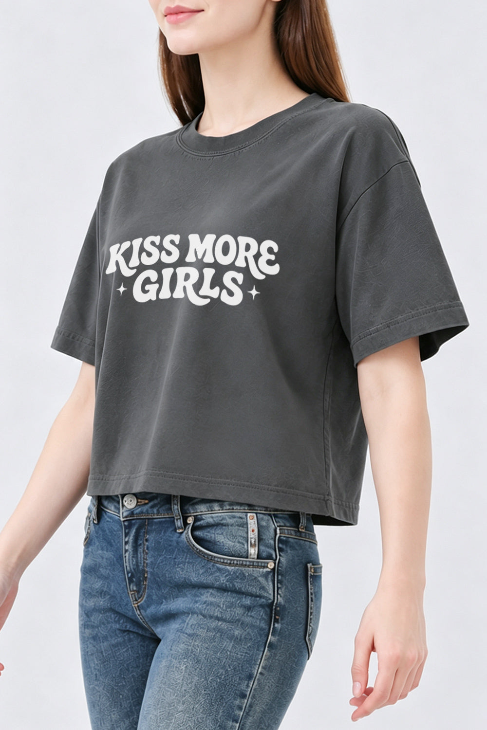 Kiss more girls funny crop top