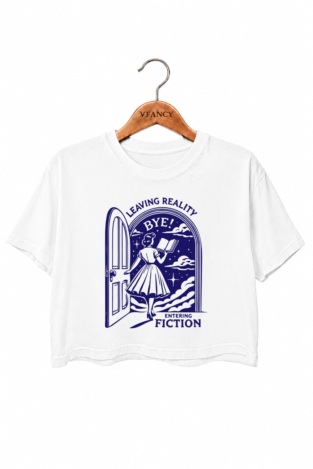 Leaving reality entering fiction reading crop top