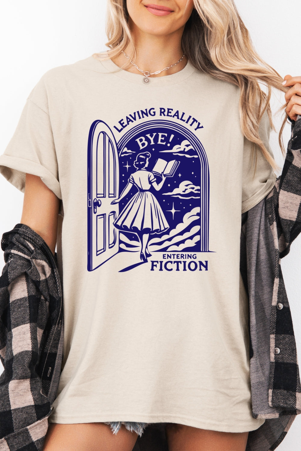Leaving reality entering fiction reading tee