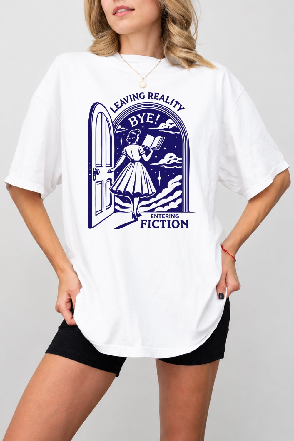 Leaving reality entering fiction reading tee