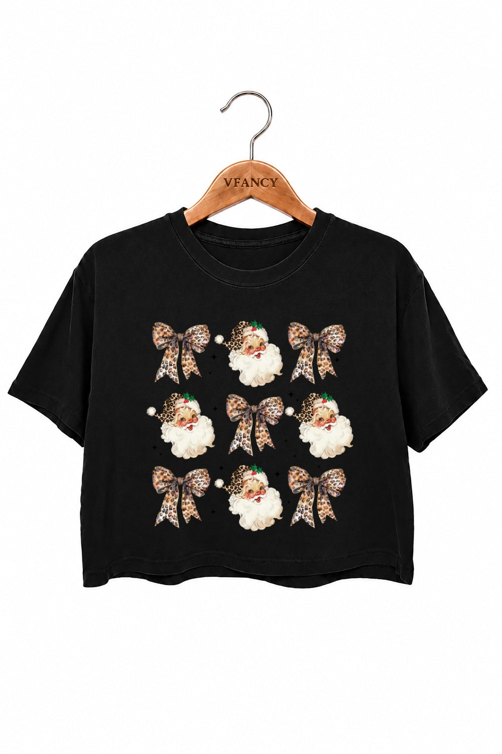 Leopard santa christmas crop top